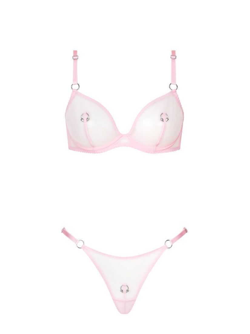 Set Pirsing Pink Silver