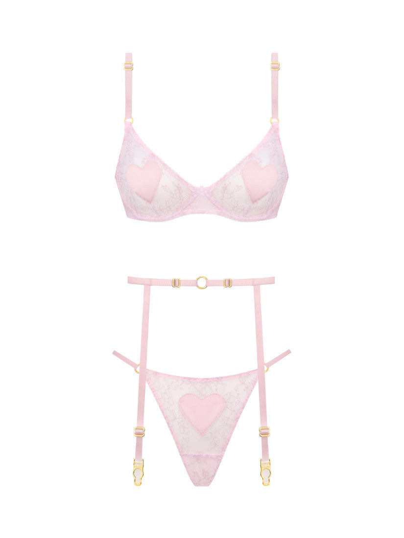 Set Love Lace Pink With Belt