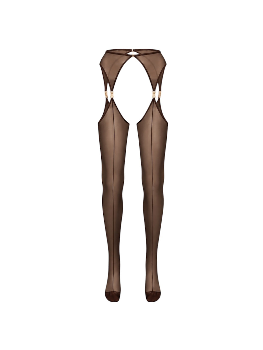 Set VEIL Brown Stockings with belt